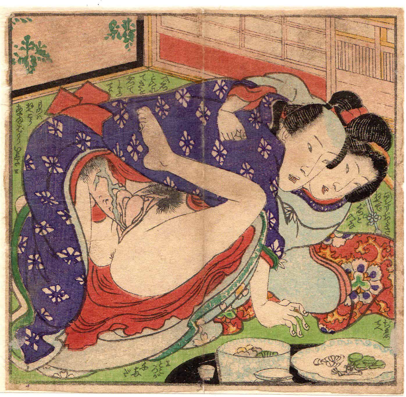 shunga japanese erotica erotic woodblock print hentai vintage edo porn censored